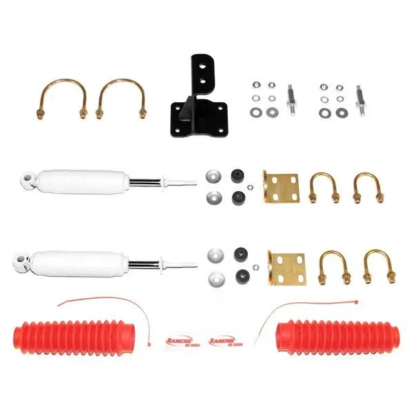 RS98510 – RANCHO Steering Stabilizer, Steel Dual With 2 Steering Stabilizers/ Steering Stabilizer Bracket/ Mounting H...
